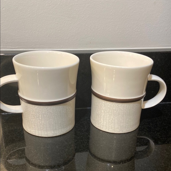 Lucia by Dansk Coffee Mug Stoneware Crackle Border Brown Verge (2) - Picture 1 of 4
